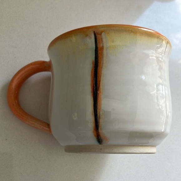 Ceramic clay pottery cup Orange and White Ceramic Mug - Picture 12 of 16